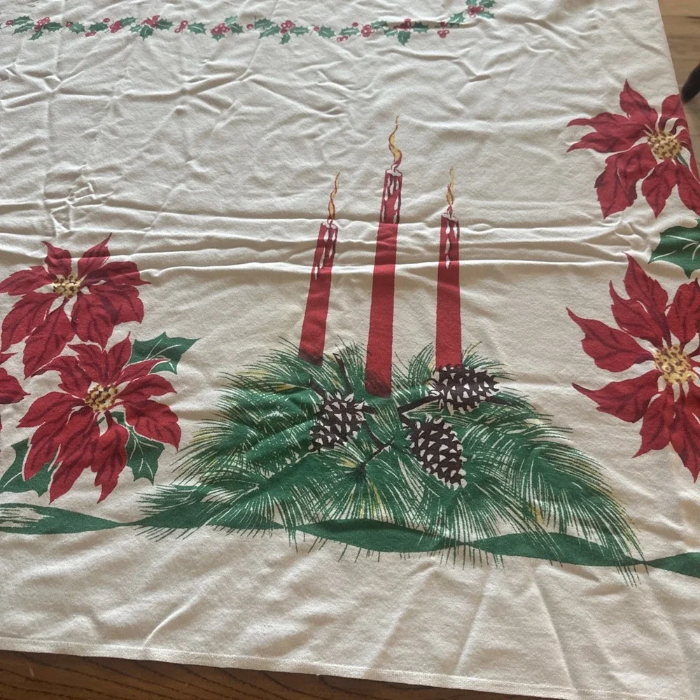 Christmas‎ Vtg Holiday MCM Bridge Tea Tablecloth 78X60